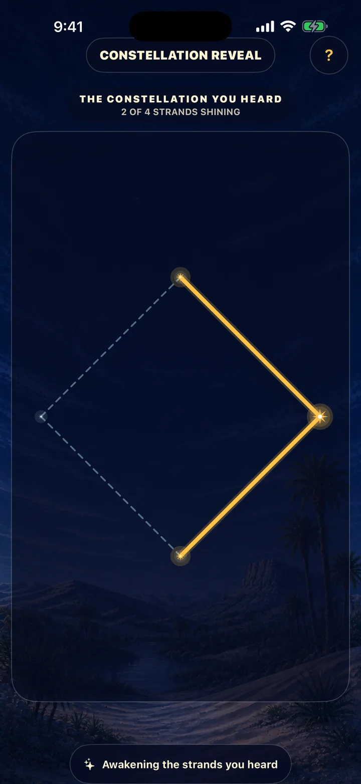 Starweaver: follow directional notes across a night sky.