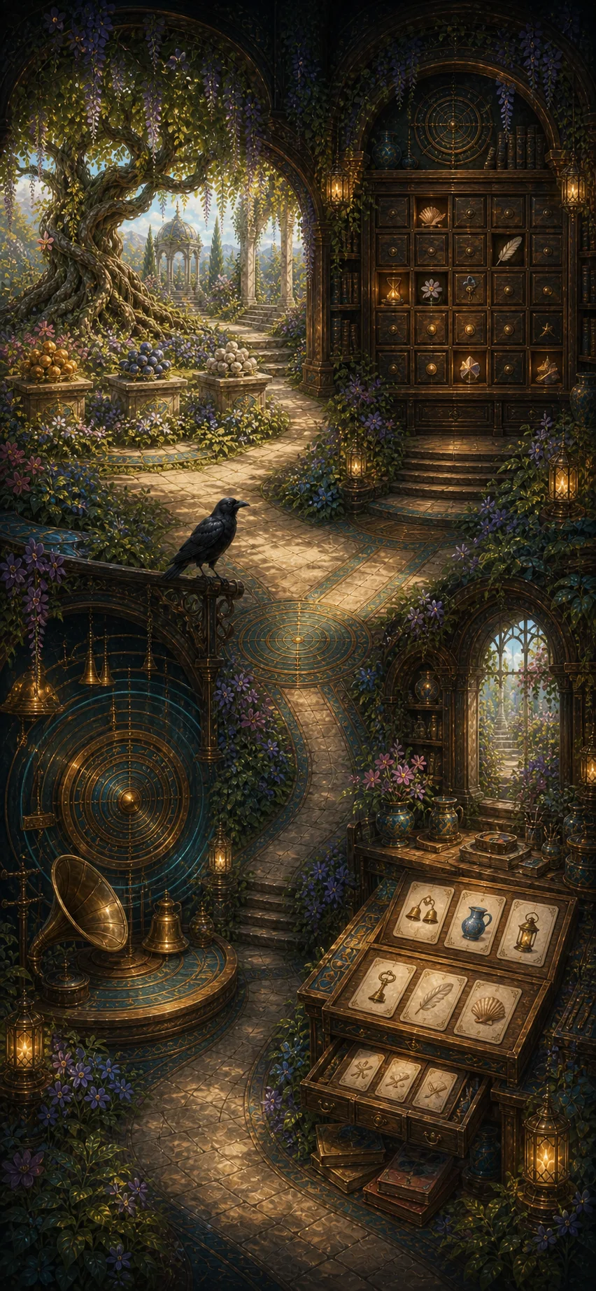 The illustrated puzzle garden in Mumble Aloud.