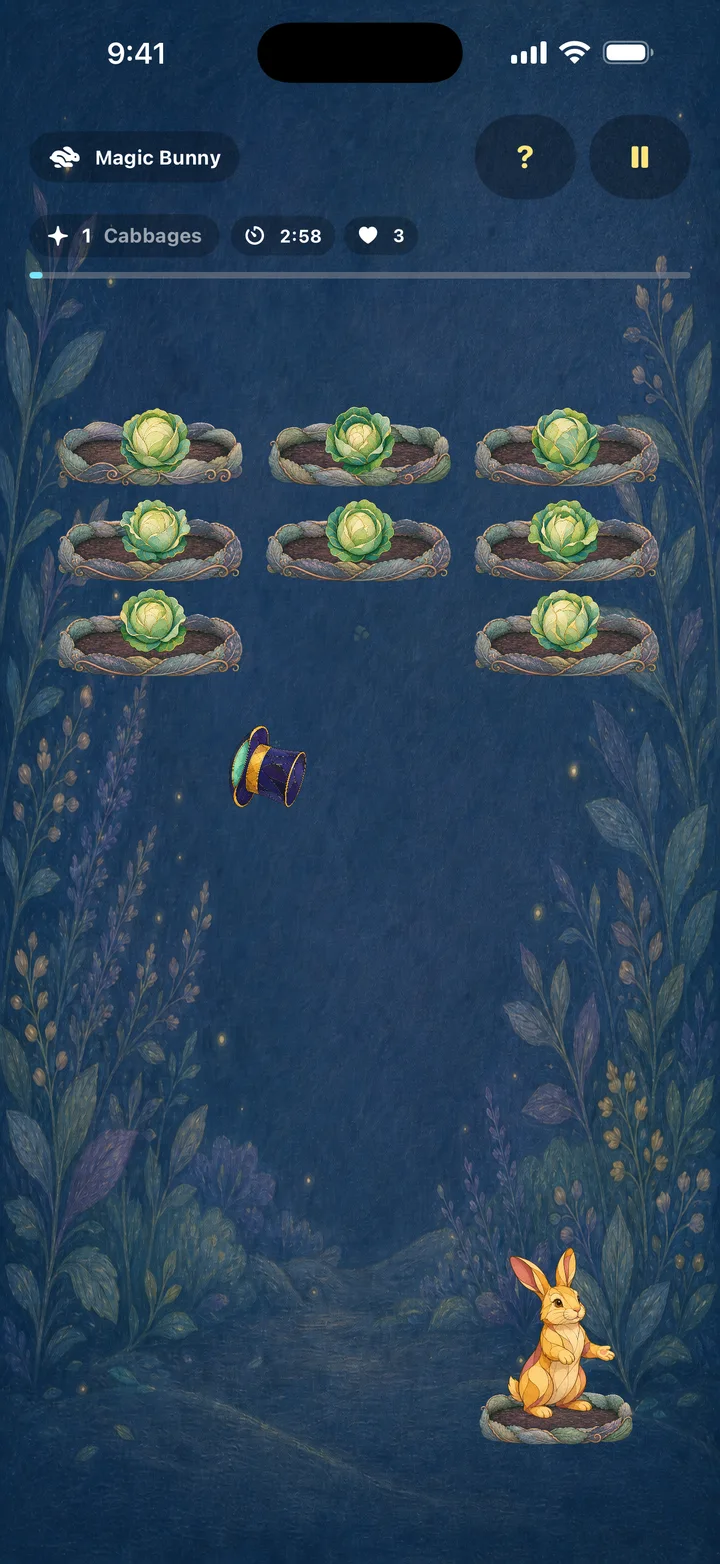 Magic Bunny: a game of cabbages and a magic hat.